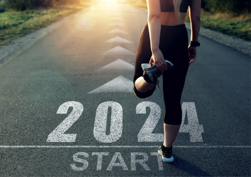 Image of a start line representing the start of 2024 and new fitness trends and fads